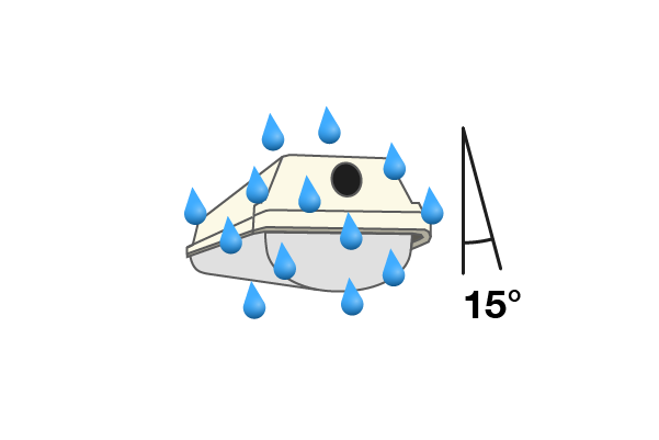 IP Rating X2 light fixture and water droplets 15 degree angle
