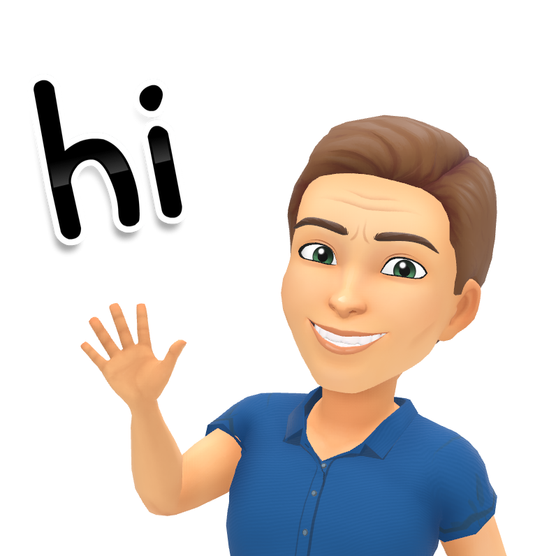 A cartoon of a man waving his hand and saying hi.