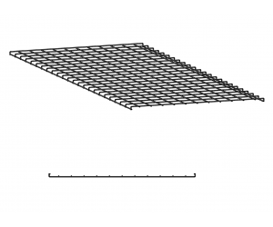 A black and white drawing of a wire mesh roof.