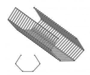 A black and white drawing of a metal fence on a white background.