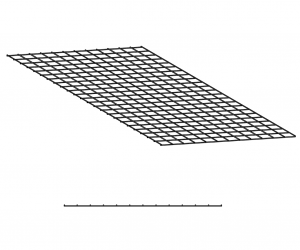 A black and white drawing of a wire mesh on a white background.