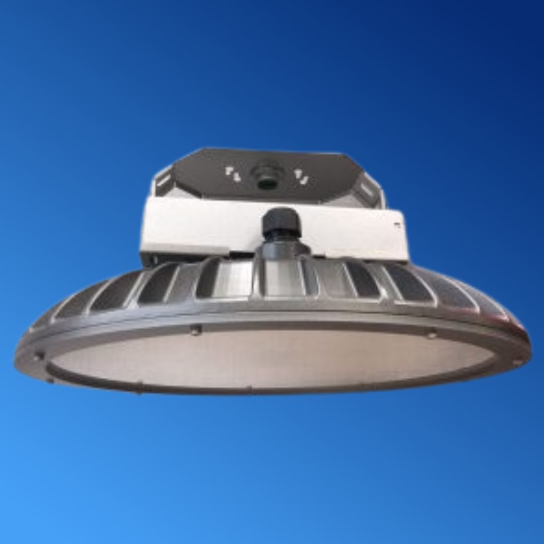 A ceiling light with a blue sky in the background