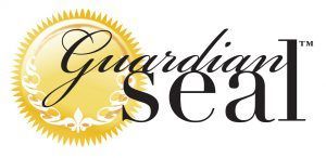 The logo for guardian seal is a gold seal with the words `` guardian seal '' written on it.