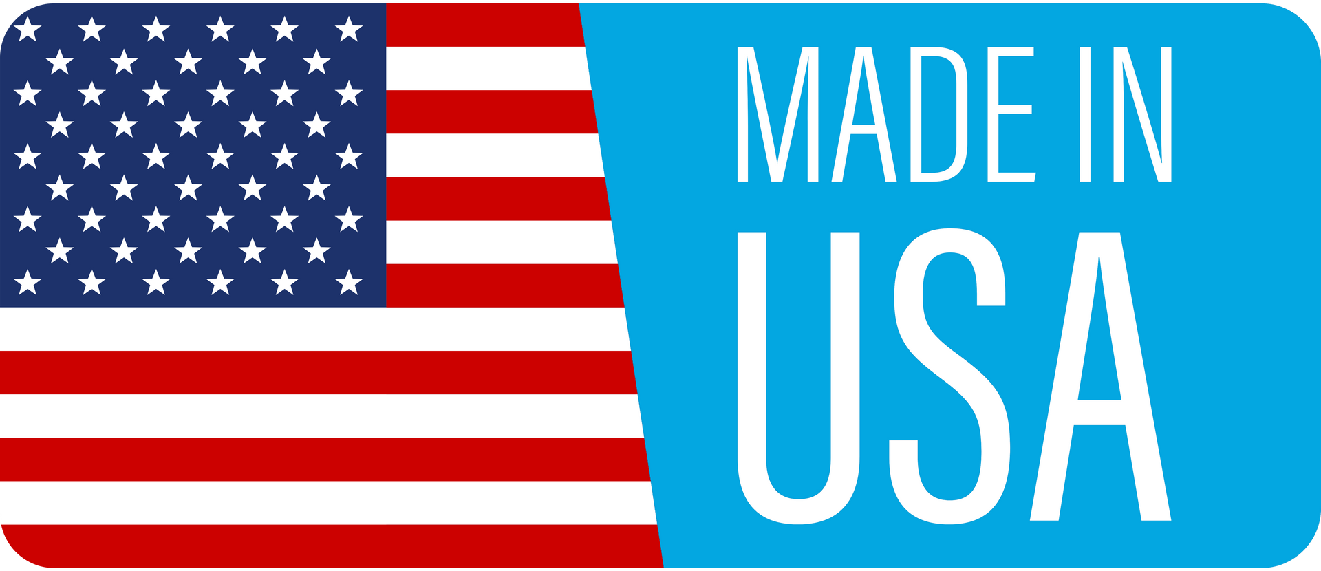 A made in usa sign with an american flag on it