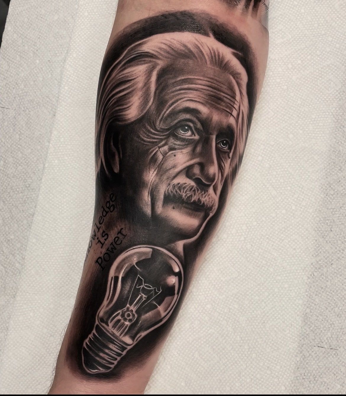 Black and Grey Einstein Tattoo