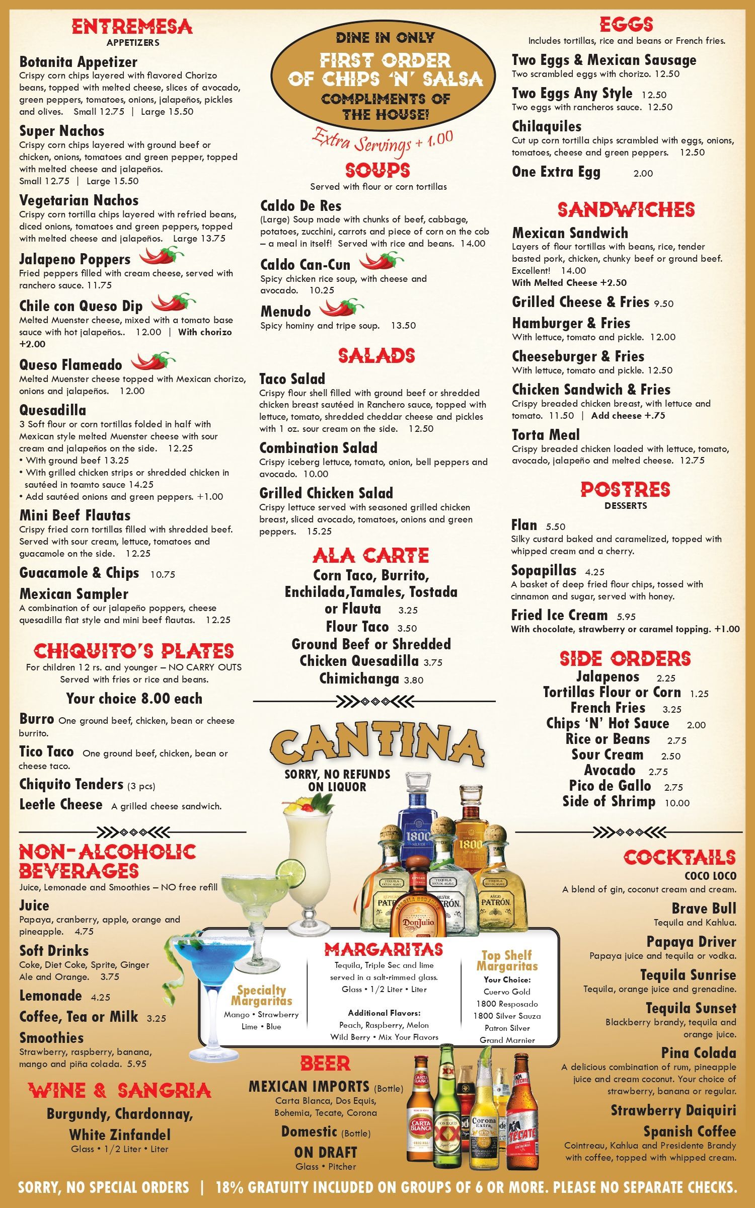 Lunch Menu - Detroit, MI - Mexican Village Restaurant