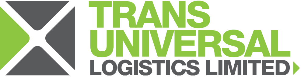 Logo of Trans Universal Logistics Limited, green and gray with text and graphic.