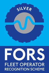 FORS Silver logo: blue and silver tire shape with wavy line, text