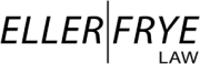 The logo for eller frye law is black and white.