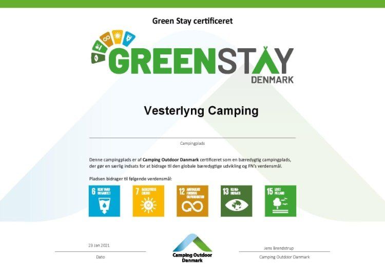bæredygtighed certifikat vesterlyng camping