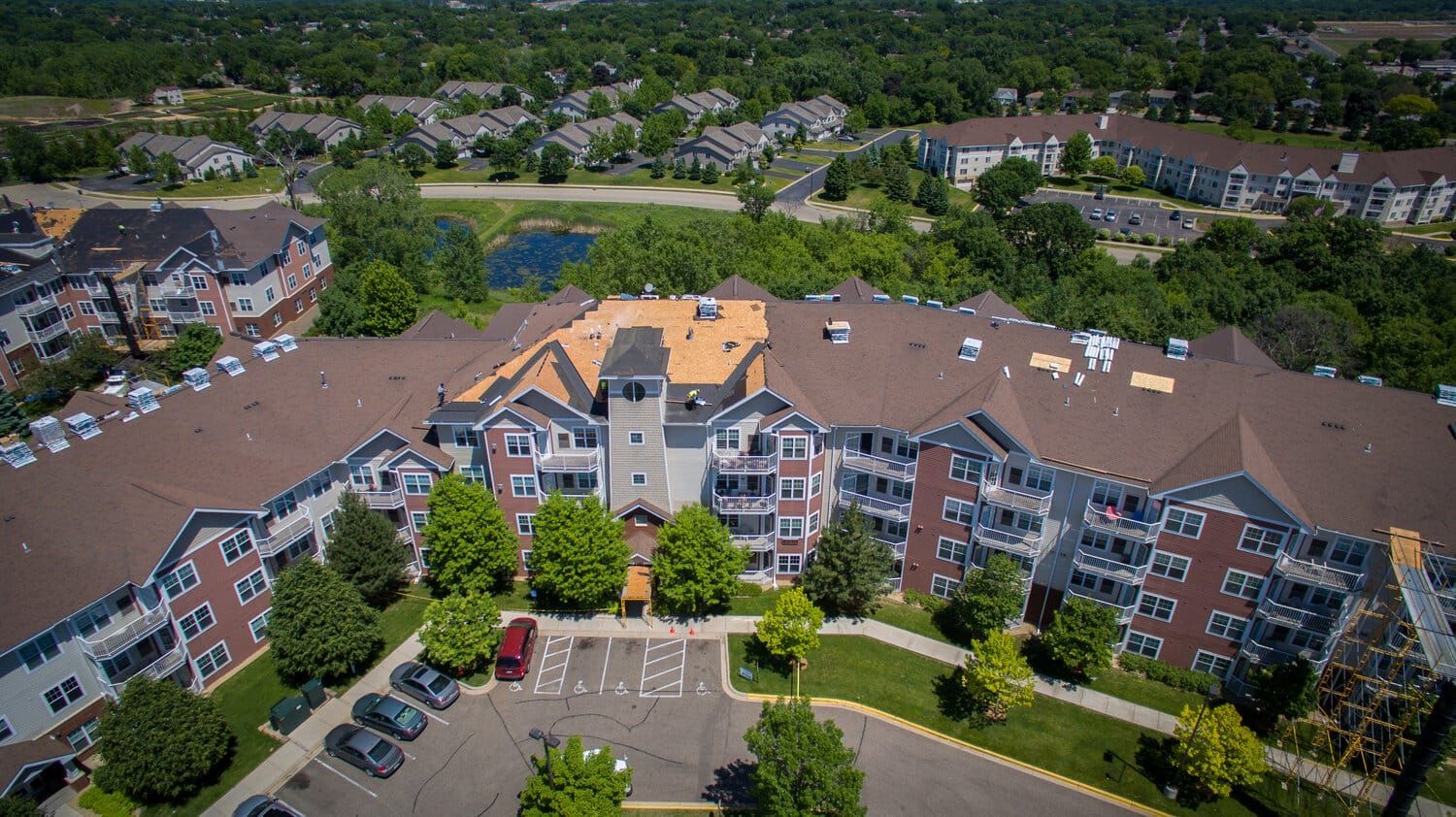 Top View of Roof Restoration of an Apartment Building | White Bear Lake, MN | Bruggeman Exteriors