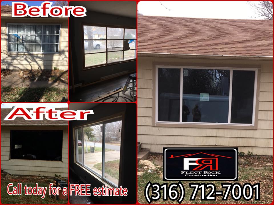 Before and After Windows Replacement — Cheney, KS — Flint Rock Construction