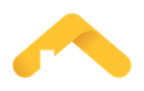 a yellow arrow pointing up with a house in the background
