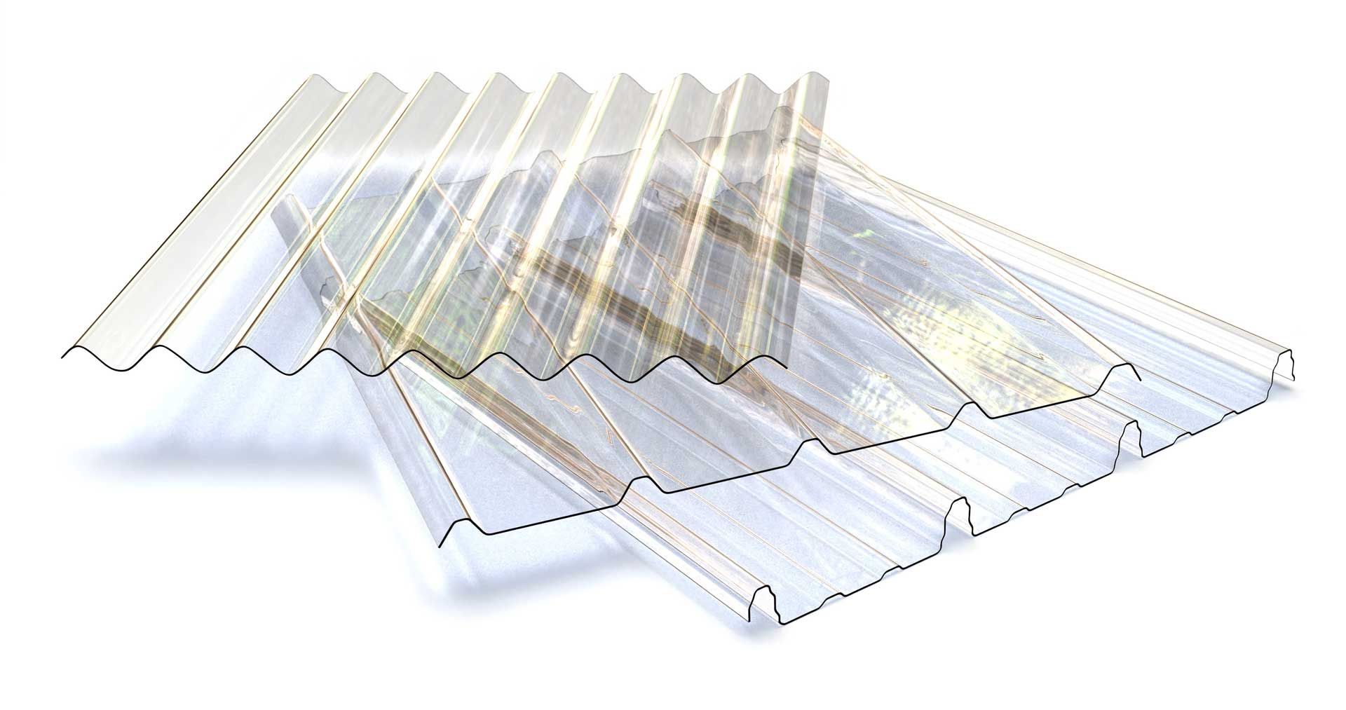 Profile sheets of transparent plastic. Profile sheets of transparent plastic.
