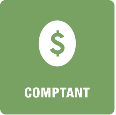 Un dollar blanc dans un ovale sur un carré vert avec le mot « COMPATIBLE » en dessous.