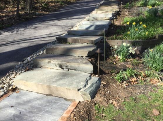 Downhill Stone Stair Hardscaping — New Castle, DE — Ayala Landscaping