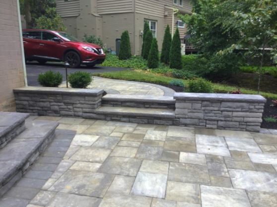 Entrance Stone Stair To Garage Road — New Castle, DE — Ayala Landscaping