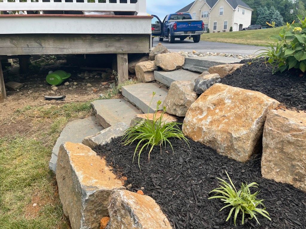 Stone Themed Stairs Side — New Castle, DE — Ayala Landscaping