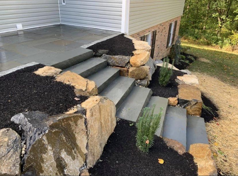 Stone Stair Hardscaping Side View — New Castle, DE — Ayala Landscaping