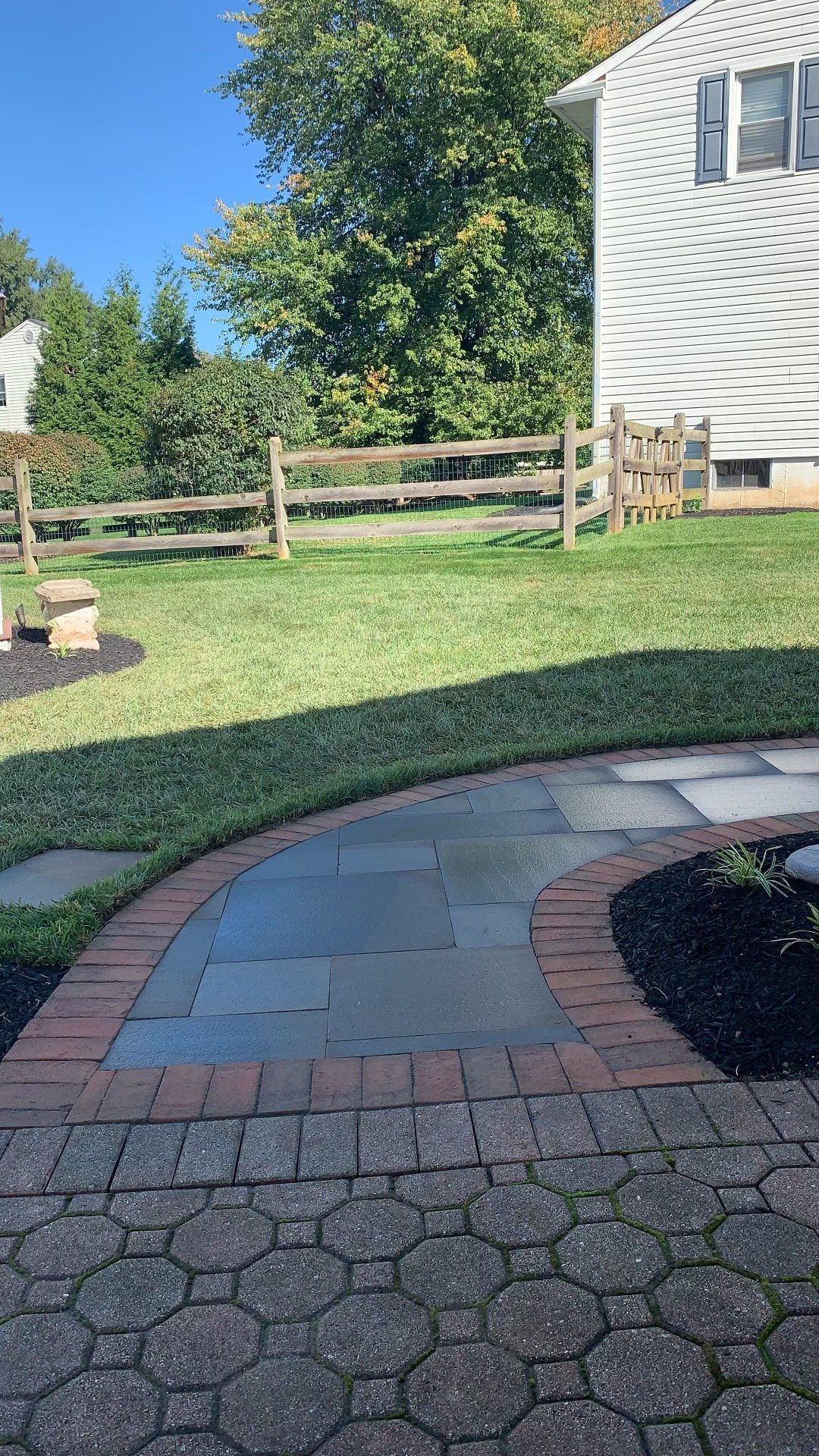 Curved Stone Tile Pathway Front — New Castle, DE — Ayala Landscaping