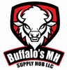 Logo: White bison head inside a red and black shield; "Buffalo's MH Supply Hub LLC" text below.
