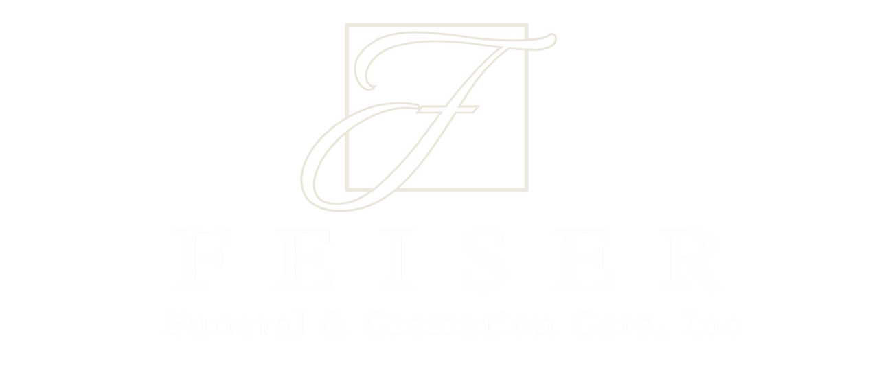 Logo for Feiser Funeral Home, Inc. featuring a stylized "F" inside a square, with text below.