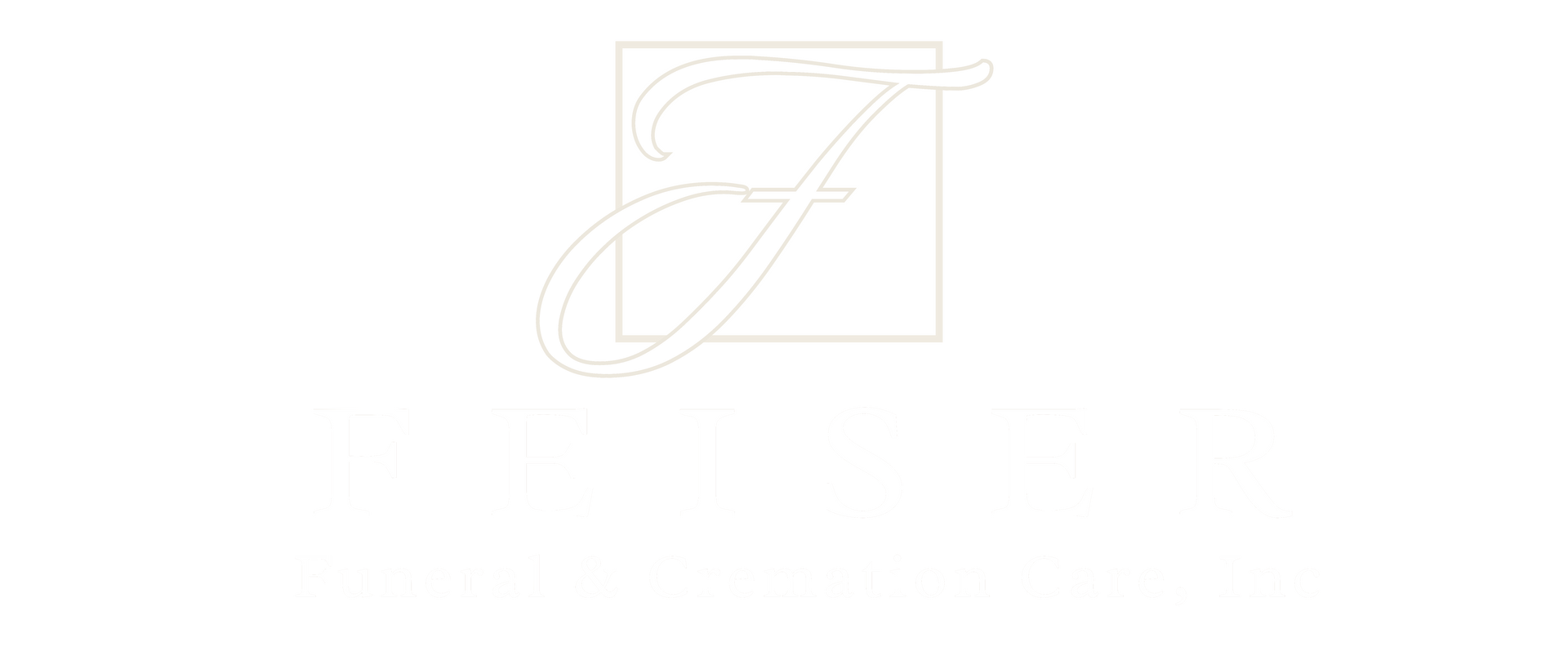 Logo for Feiser Funeral Home, Inc. featuring a stylized "F" inside a square, with text below.