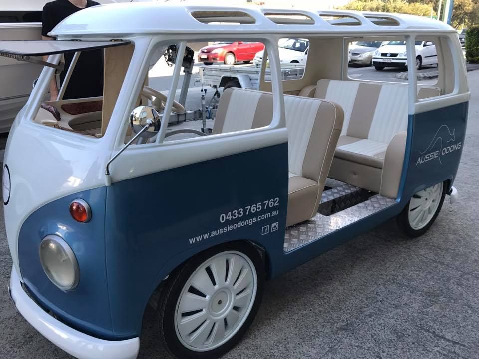 A Blue and White Van is Parked in a Parking Lot — Currumbin Trimmers In Murwillumbah, NSW