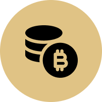 A stack of coins with a bitcoin symbol on them in a circle.