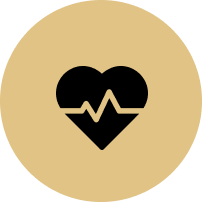 Mosaic Chambers Group A heart with a heartbeat line inside of it.