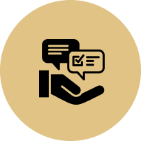 A hand holding a speech bubble with a check mark on it.