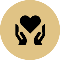 A pair of hands holding a heart in a circle.