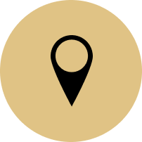 A map pin icon in a circle on a white background.
