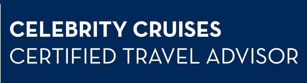 A blue sign that says celebrity cruises certified travel advisor