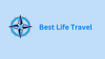 A logo for best life travel with a compass on it