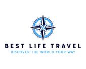 The logo for best life travel shows a compass and says `` discover the world your way ''.