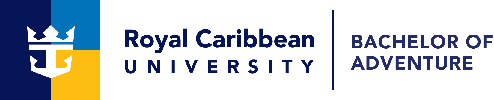 The logo for royal caribbean university bachelor of adventure