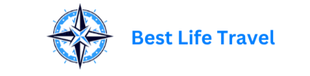 A logo for best life travel with a compass on it