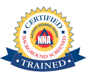 A logo for a certified notary signing agent