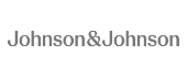 The logo for johnson & johnson is on a white background.