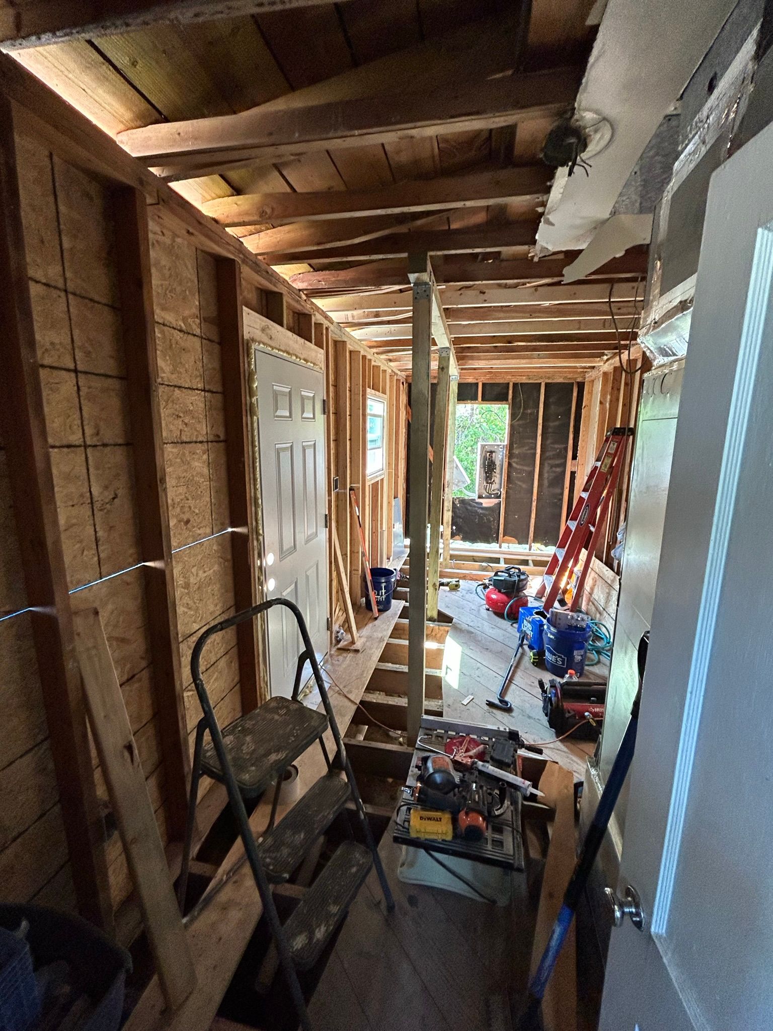 There is a ladder in the middle of the room.