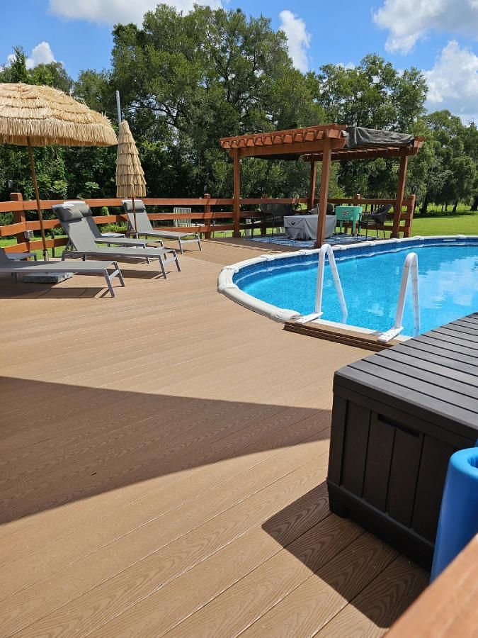 An above ground pool installation in Homosassa FL by Michael Beach Fence