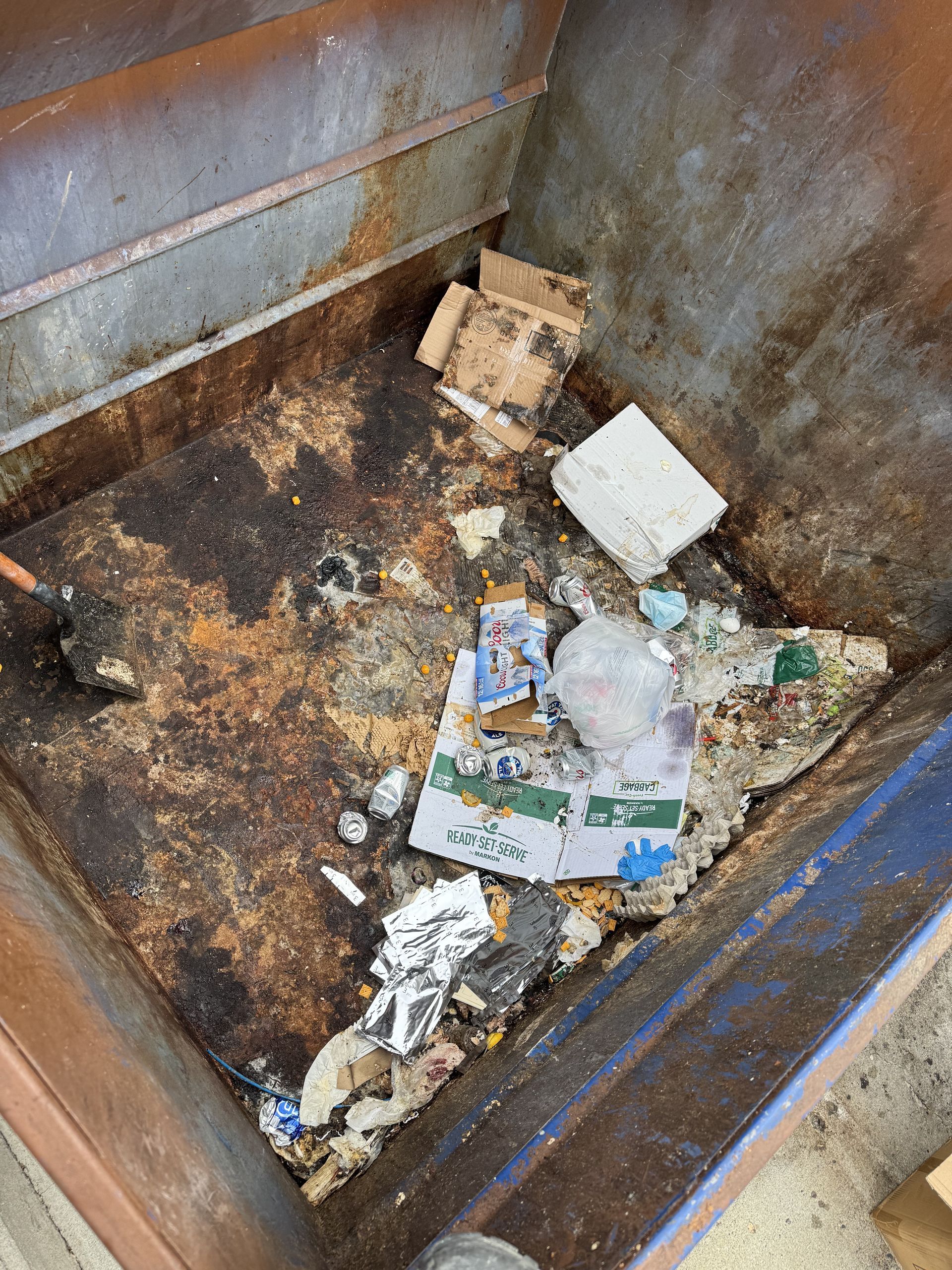 A before photo of a dirty smelly dumpster
