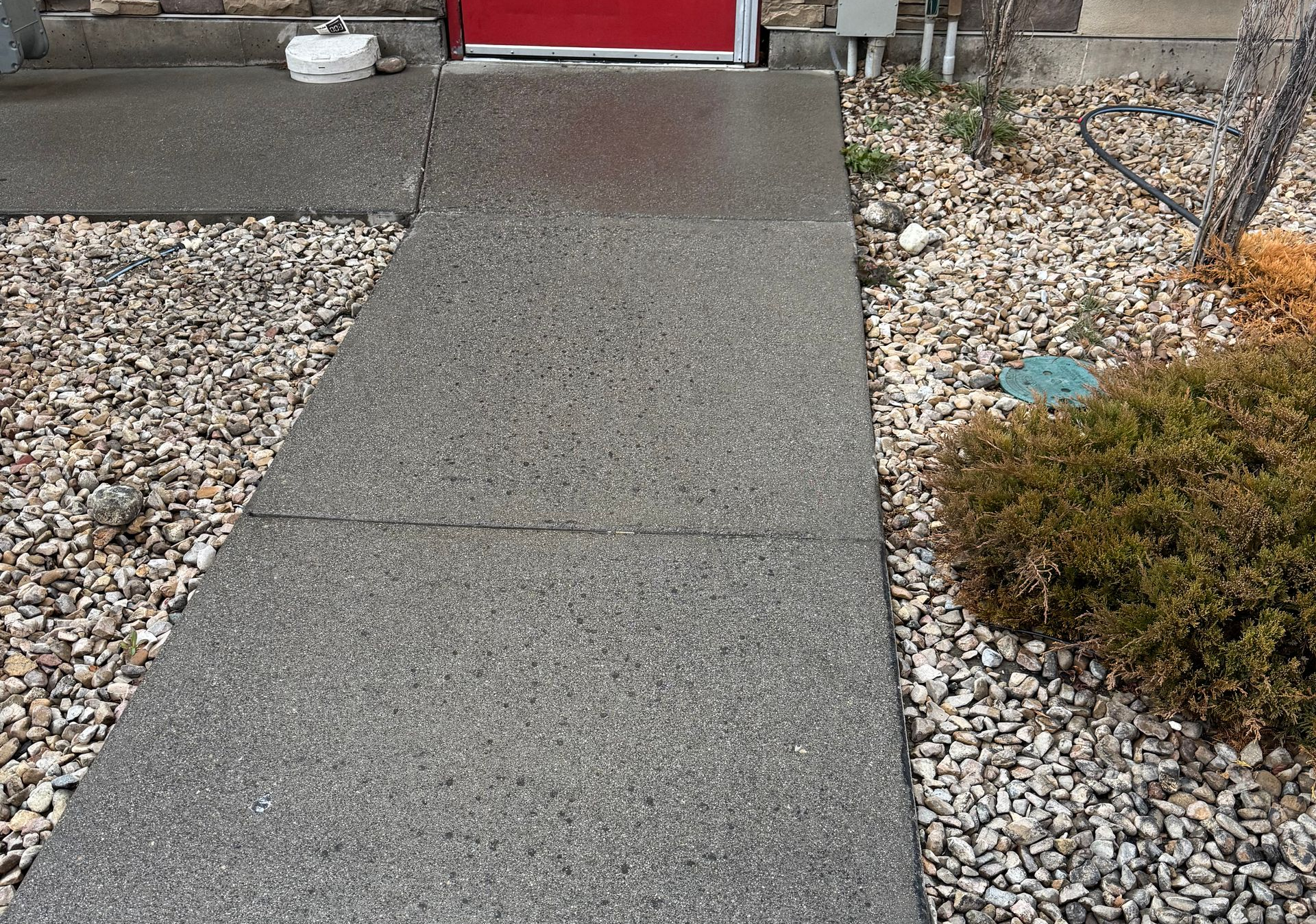 An after photo after the concrete walkway had been deep pressure cleaned and sanitized by JET.