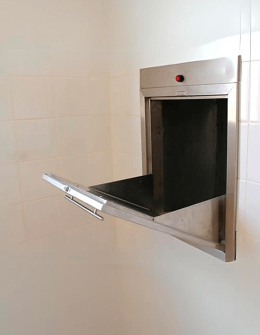 A clean trash chute area