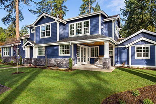 house with blue siding
