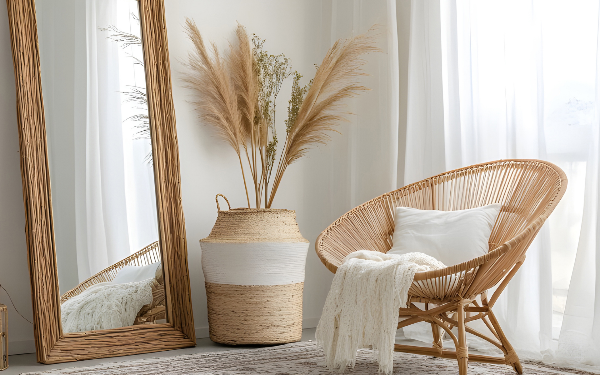 Styled coffee table with candles and florals beside a cozy brick fireplace.