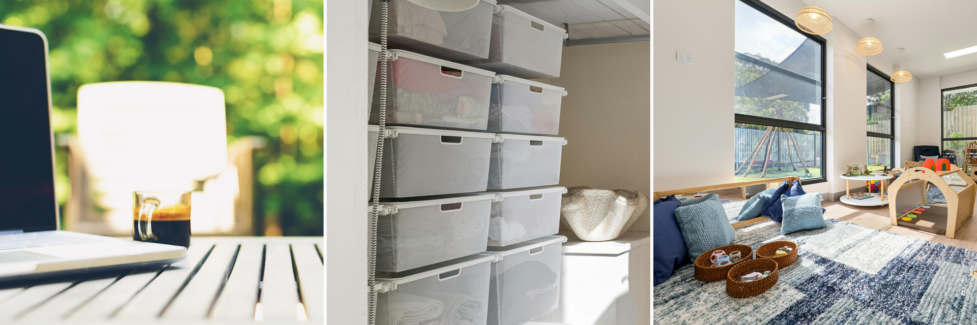 furniture, bins and spaces