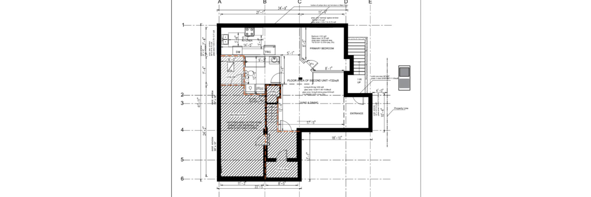 Basement floor plan showcasing balanced proportions and layout, designed to support visual harmony through scale and spacing.