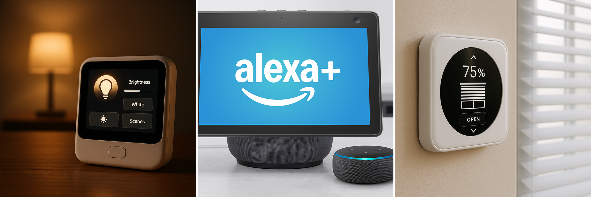 Efficient Home Design with smart home tech, voice-controlled devices, and modern energy-saving thermostat.